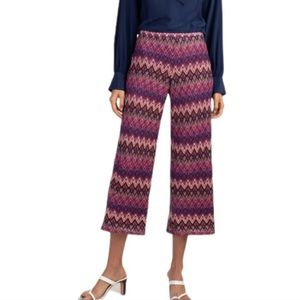 Trina Turk Crop Penelope Pant New With Tags Size Large Pink Purple Zig Zag Pants
